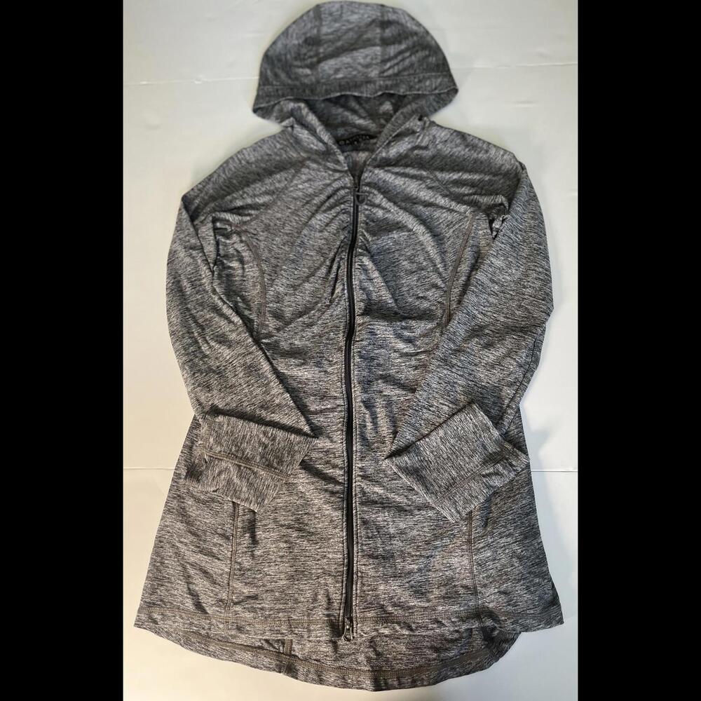 Athleta Long Hooded Jacket with Zipper Front Pockets Size S